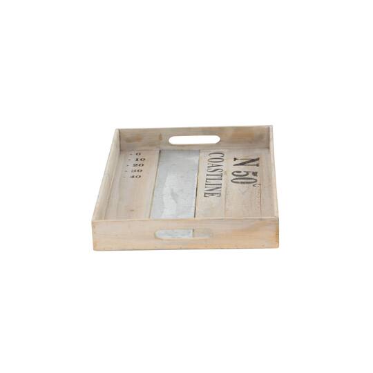 Brown Wood Coastal Tray Set